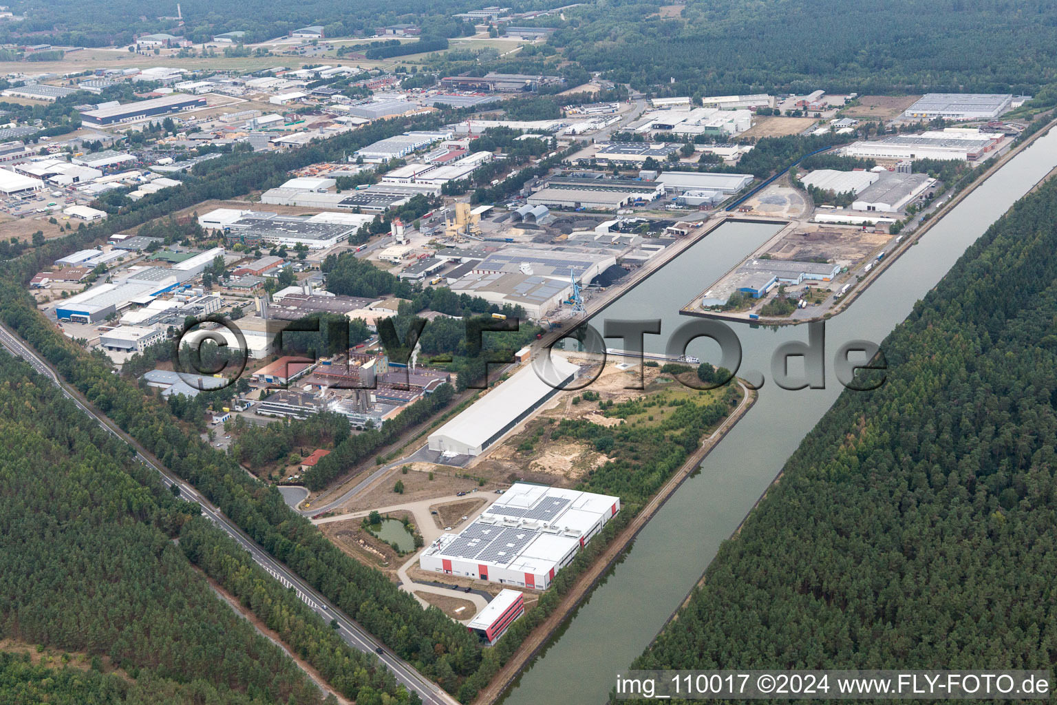 Aerial photograpy of Industrial area at the port in Lüneburg in the state Lower Saxony, Germany