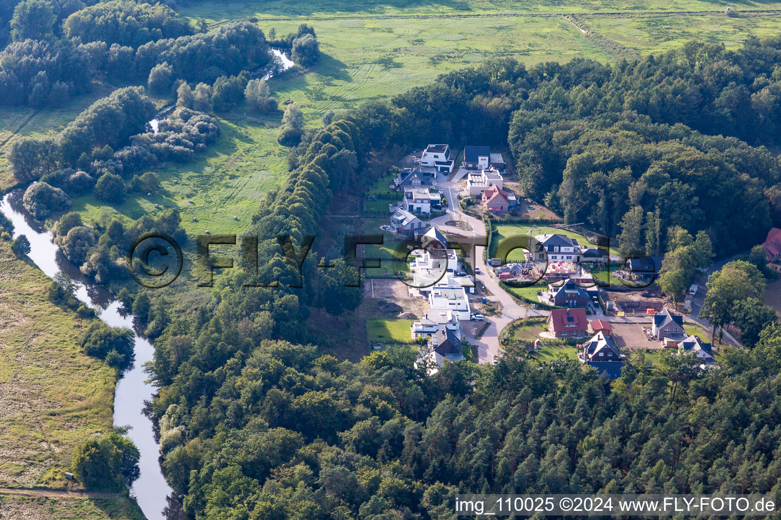 Luxury villas in residential area of single-family settlement Am Wilschenbruch in Lueneburg in the state Lower Saxony, Germany