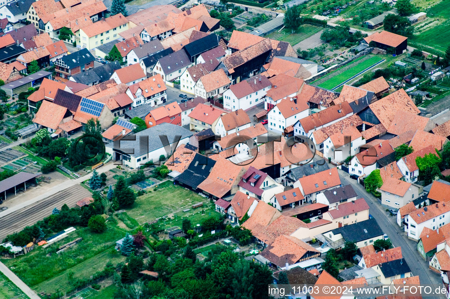 Erlenbach bei Kandel in the state Rhineland-Palatinate, Germany from above