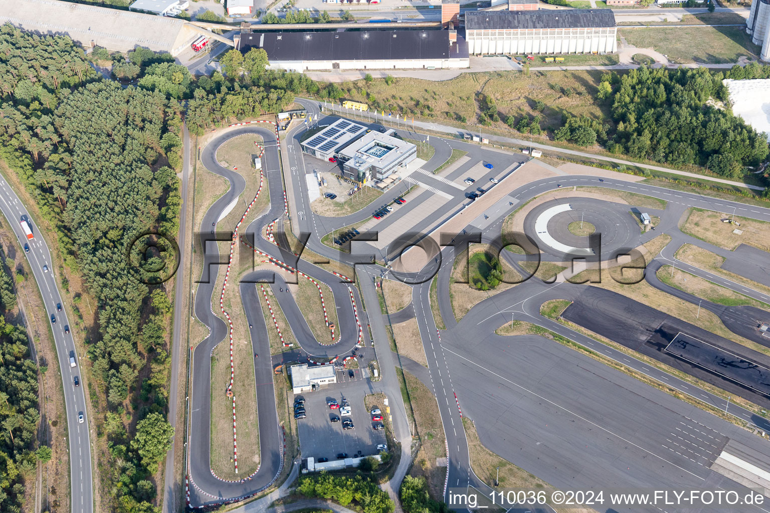 Kart-racecourse Kartbahn Lueneburg and of ADAC Fahrsicherheitszentrum Hansa in Embsen in the state Lower Saxony, Germany