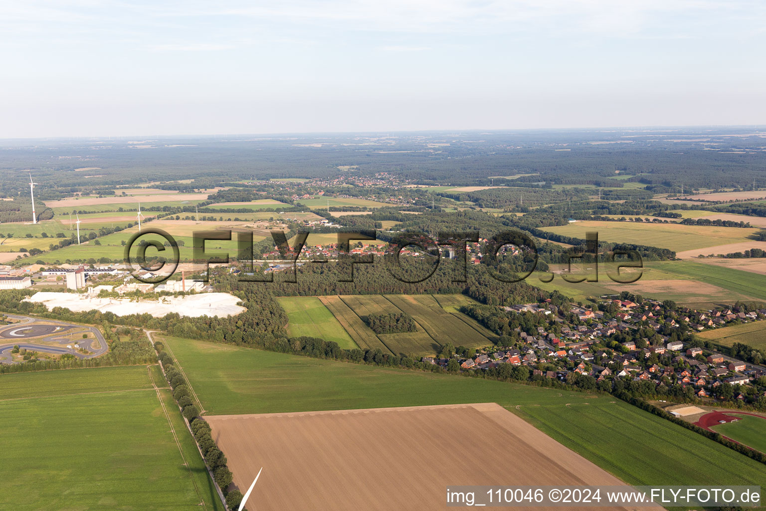 Oblique view of Embsen in the state Lower Saxony, Germany