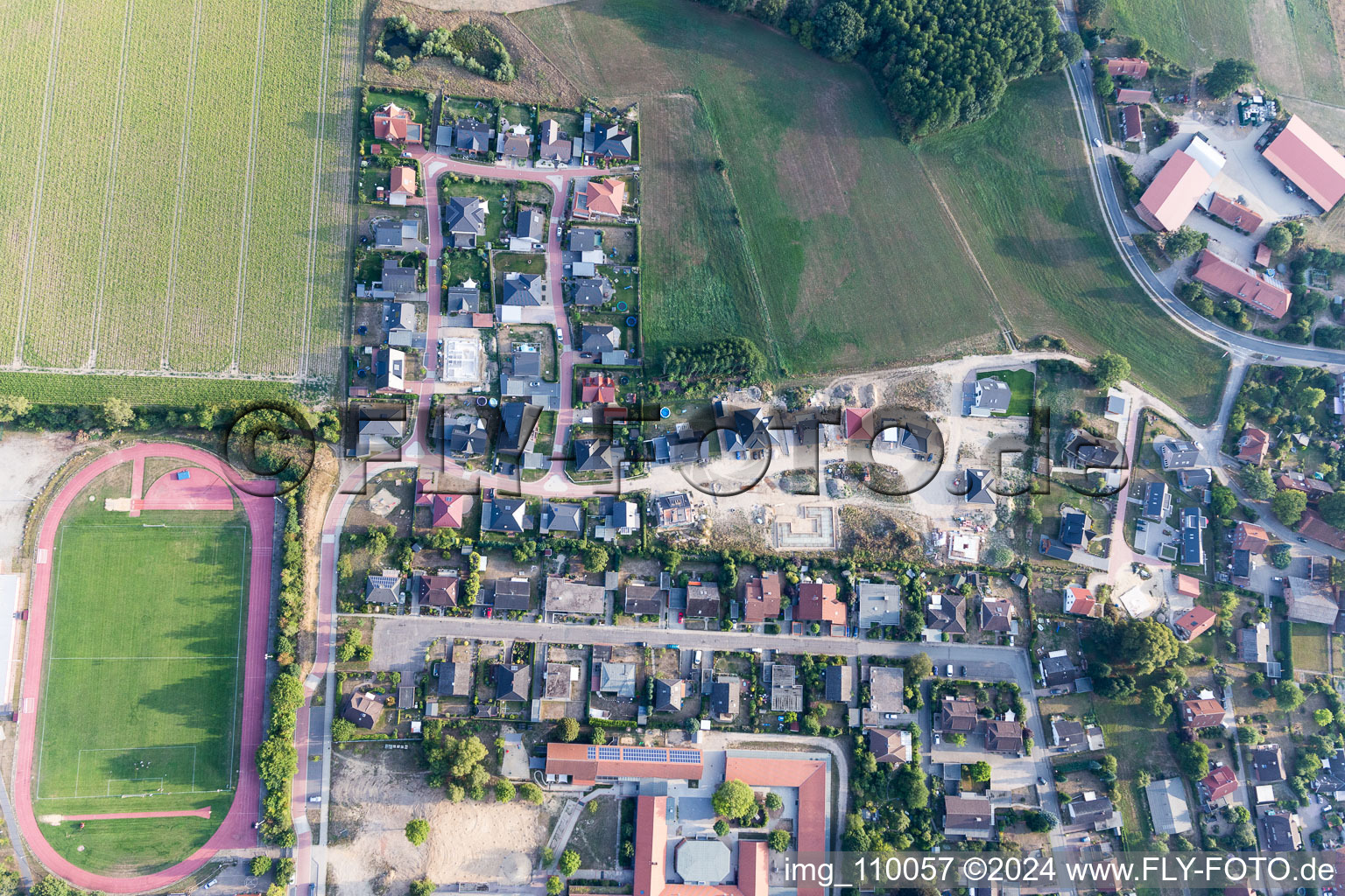 Aerial view of Amelinghausen in the state Lower Saxony, Germany