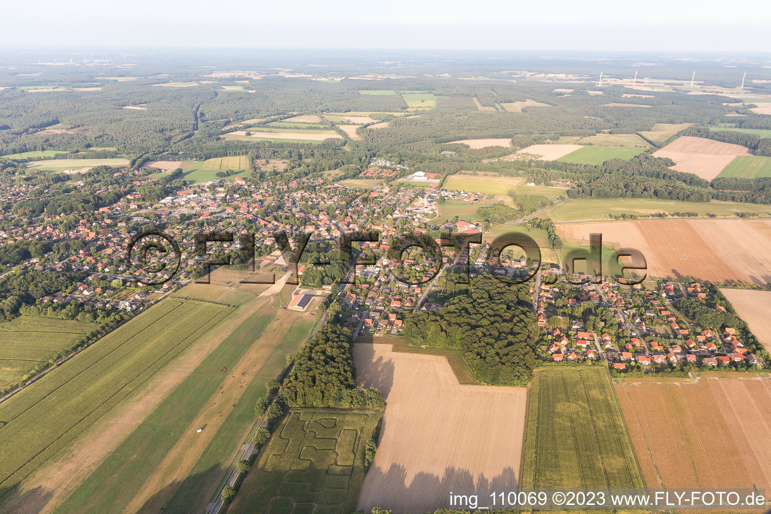 Oblique view of Amelinghausen in the state Lower Saxony, Germany