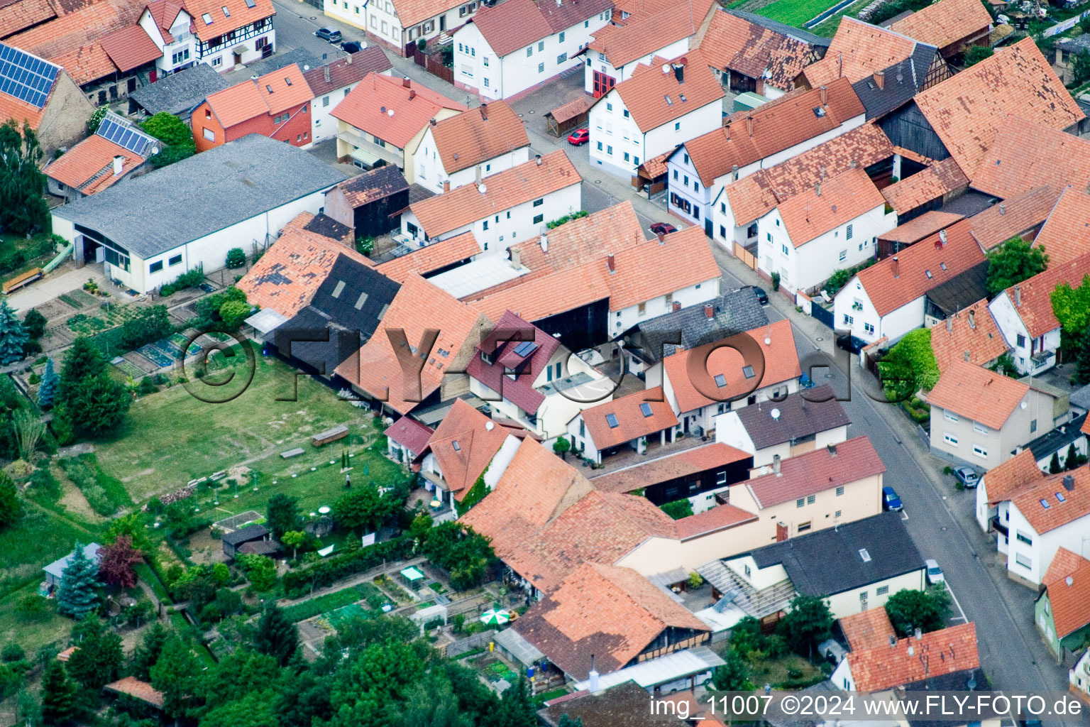 Erlenbach bei Kandel in the state Rhineland-Palatinate, Germany seen from above