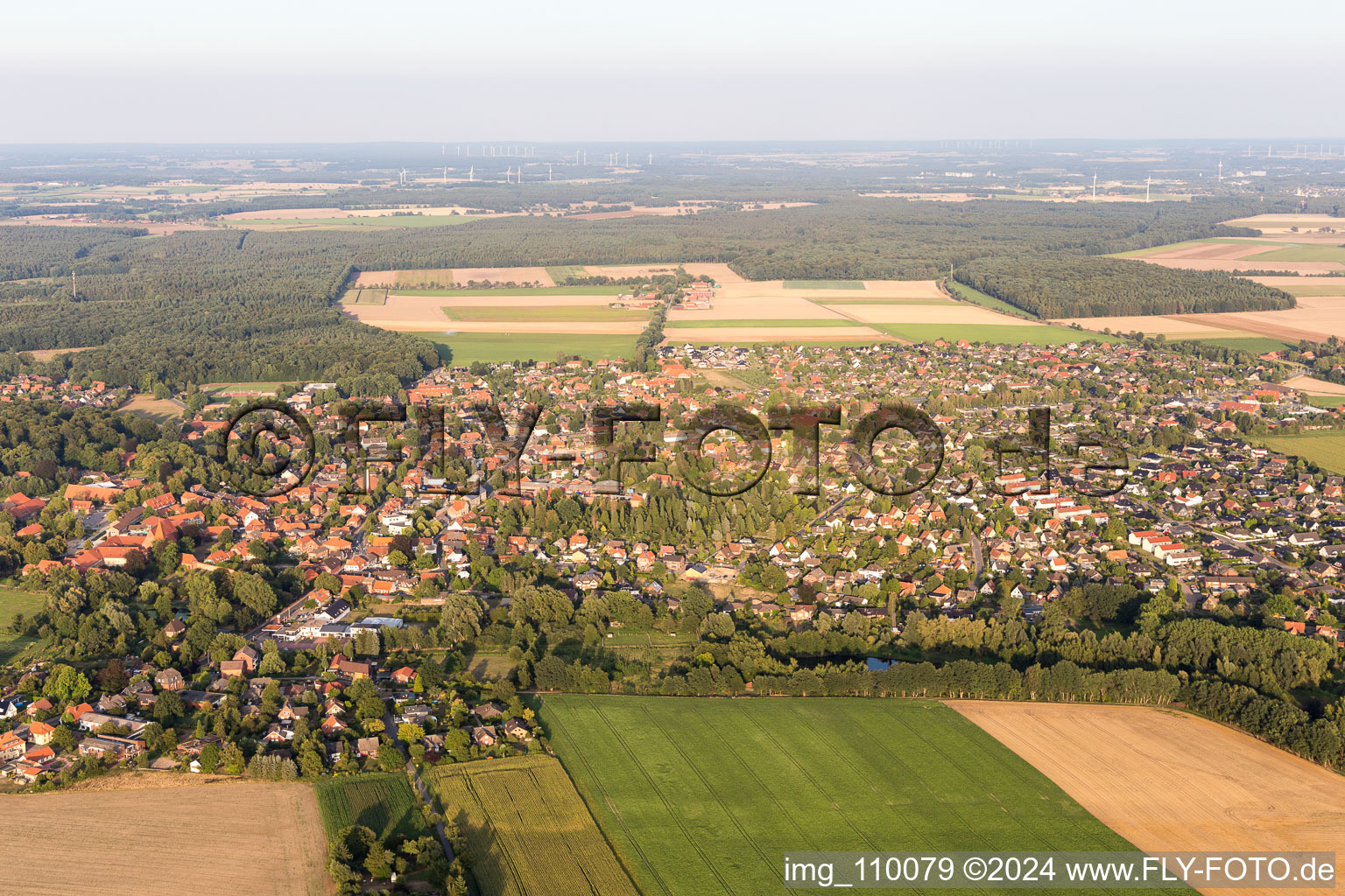 Oblique view of Ebstorf in the state Lower Saxony, Germany