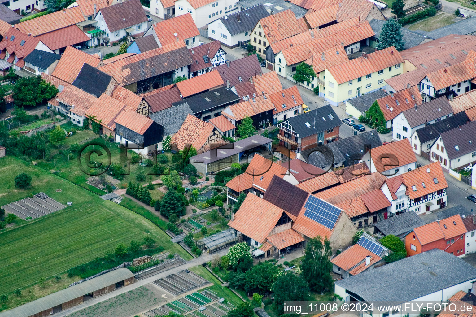 Erlenbach bei Kandel in the state Rhineland-Palatinate, Germany from the plane