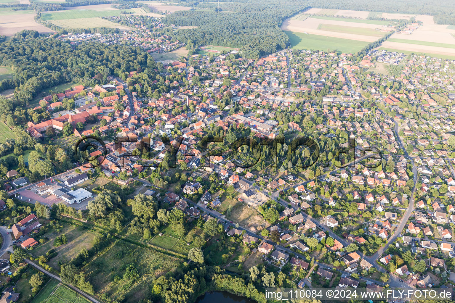 Ebstorf in the state Lower Saxony, Germany seen from above