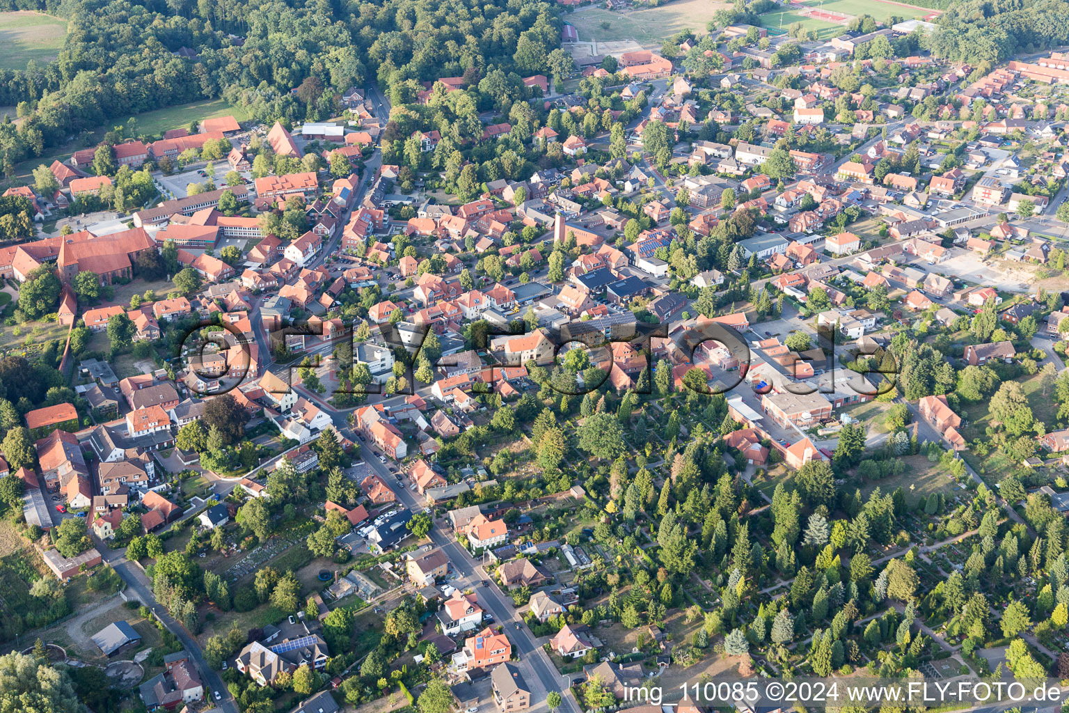 Ebstorf in the state Lower Saxony, Germany from the plane