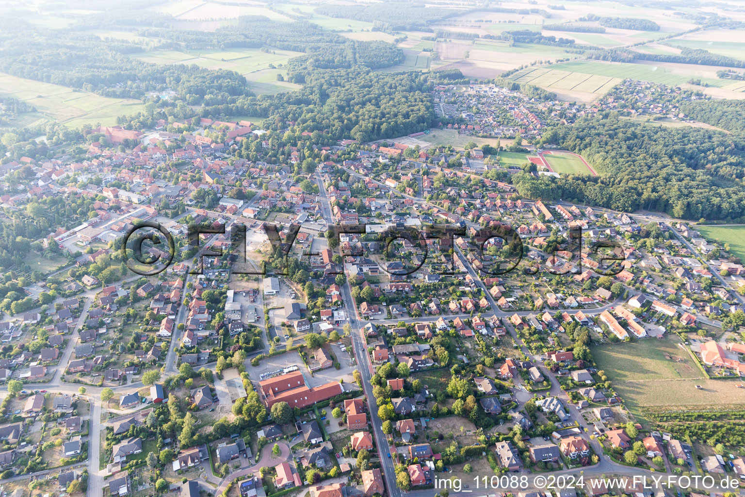 Drone recording of Ebstorf in the state Lower Saxony, Germany