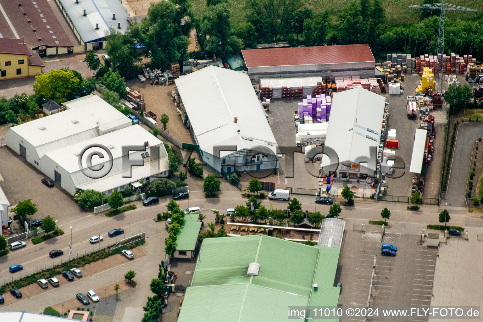 Aerial view of Horstring commercial area in the district Minderslachen in Kandel in the state Rhineland-Palatinate, Germany