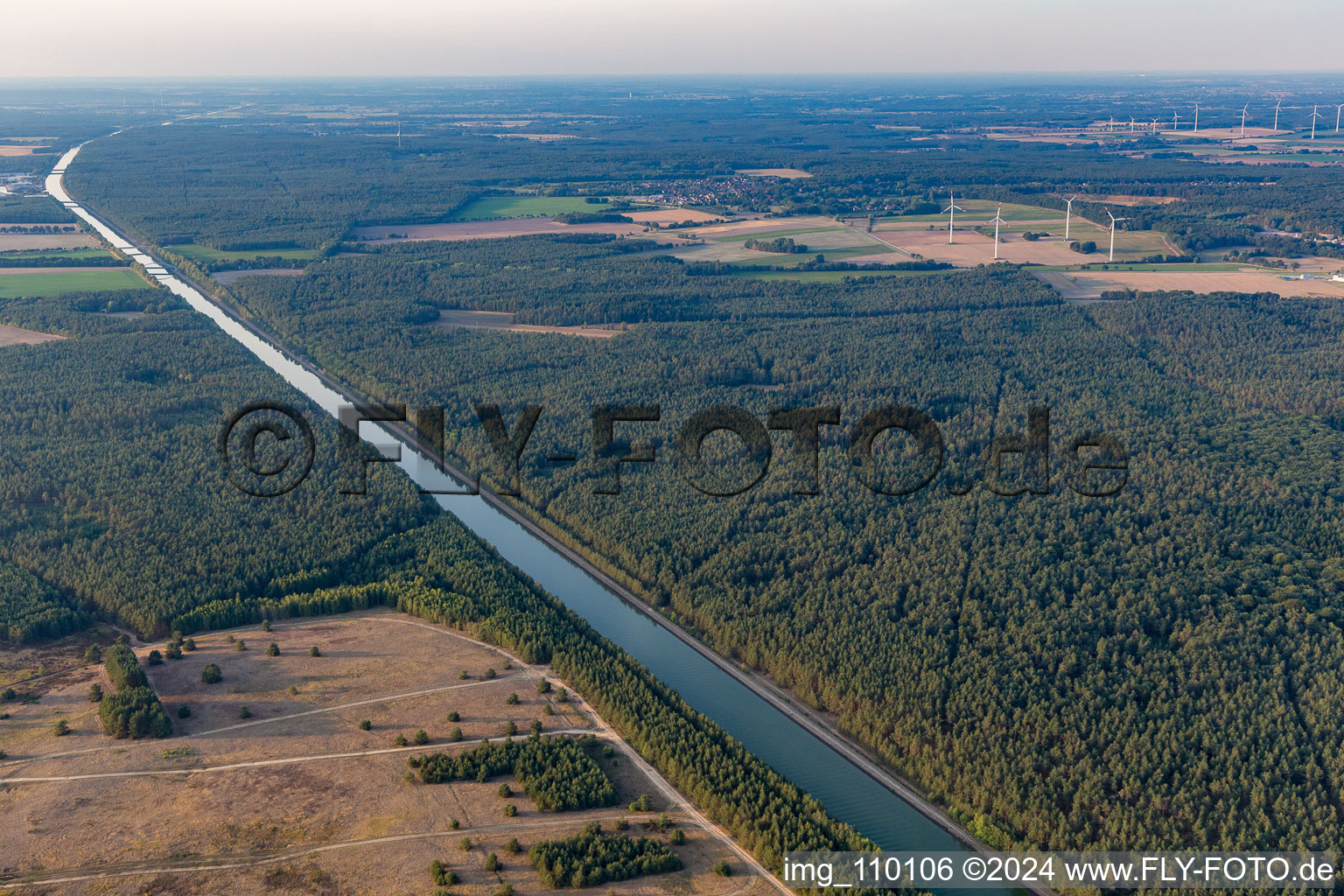 Aerial view of Elbe Lateral Canal in Wulfstorf in the state Lower Saxony, Germany