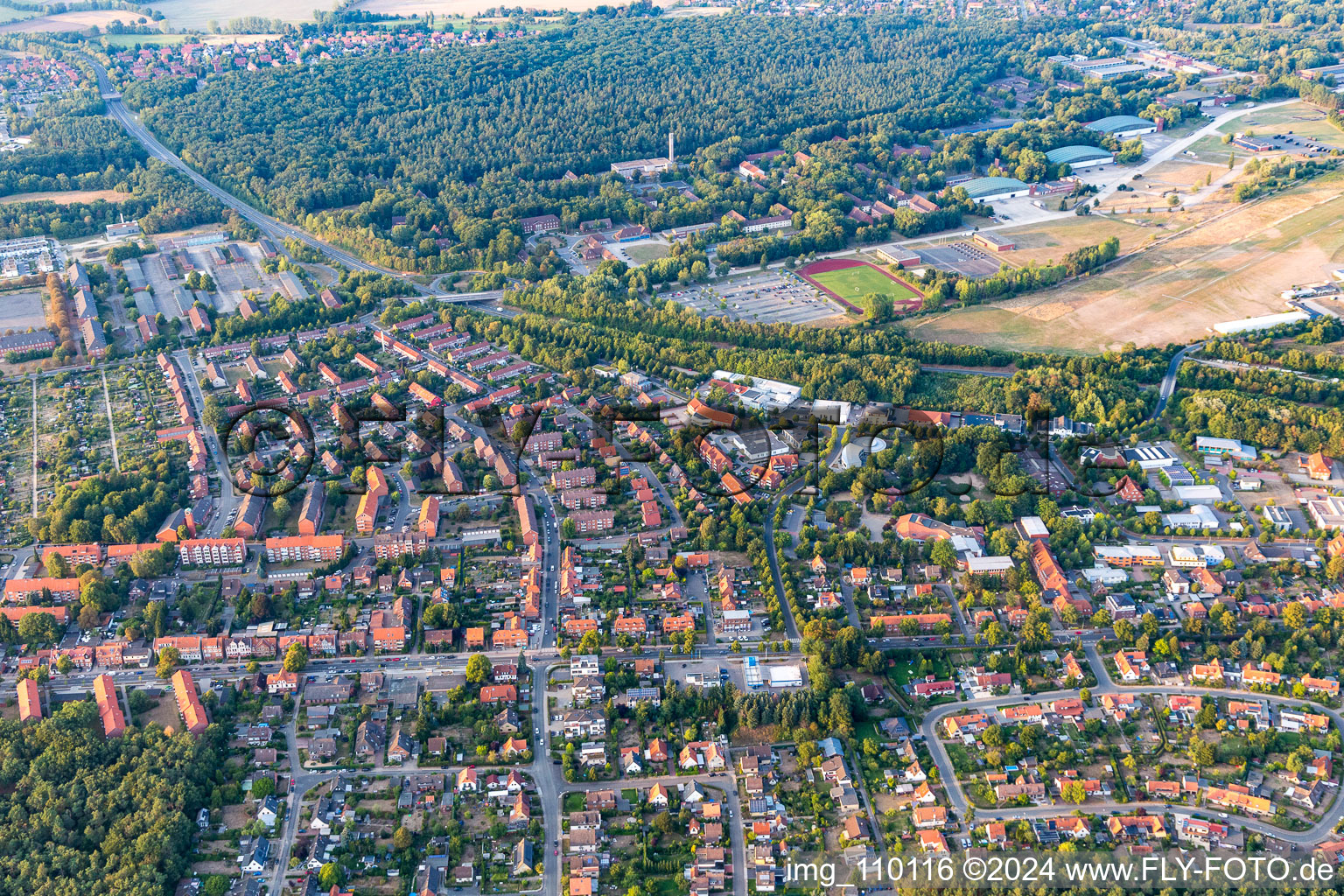 From the south in the district Neuhagen in Lüneburg in the state Lower Saxony, Germany