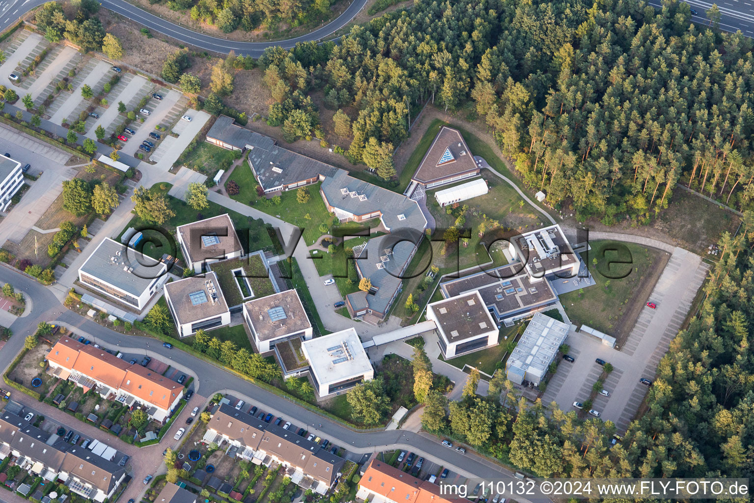 Campus building of Werum Software & Systems AG and Werum IT Solutions GmbH in the district Moorfeld in Lueneburg in the state Lower Saxony, Germany from above