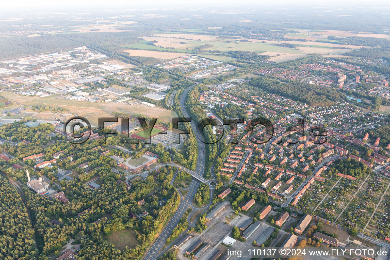 Aerial view of Moorfeld in the state Lower Saxony, Germany