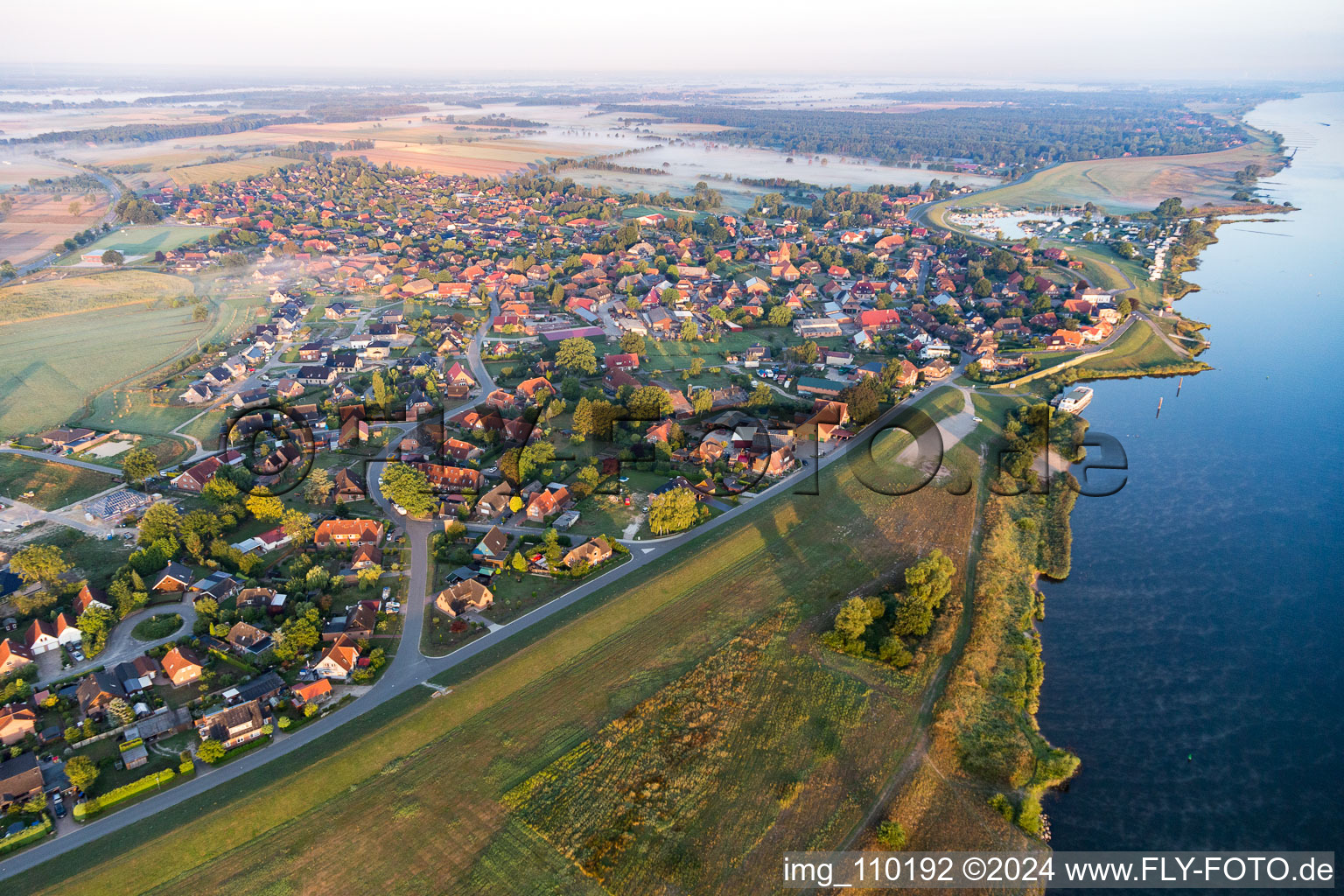 Village on the river bank areas of the River Elbe in Artlenburg in the state Lower Saxony, Germany