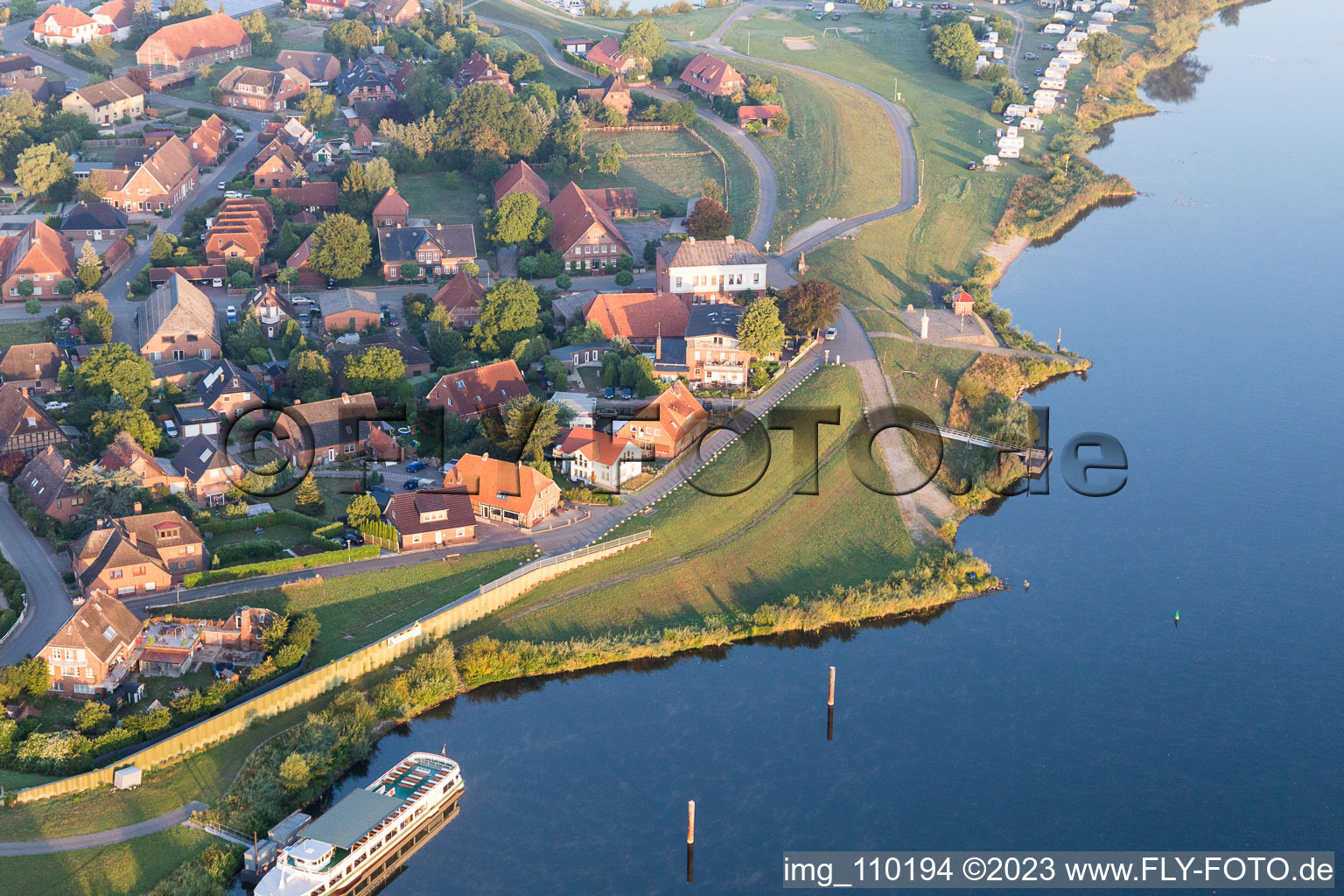 Oblique view of Artlenburg in the state Lower Saxony, Germany