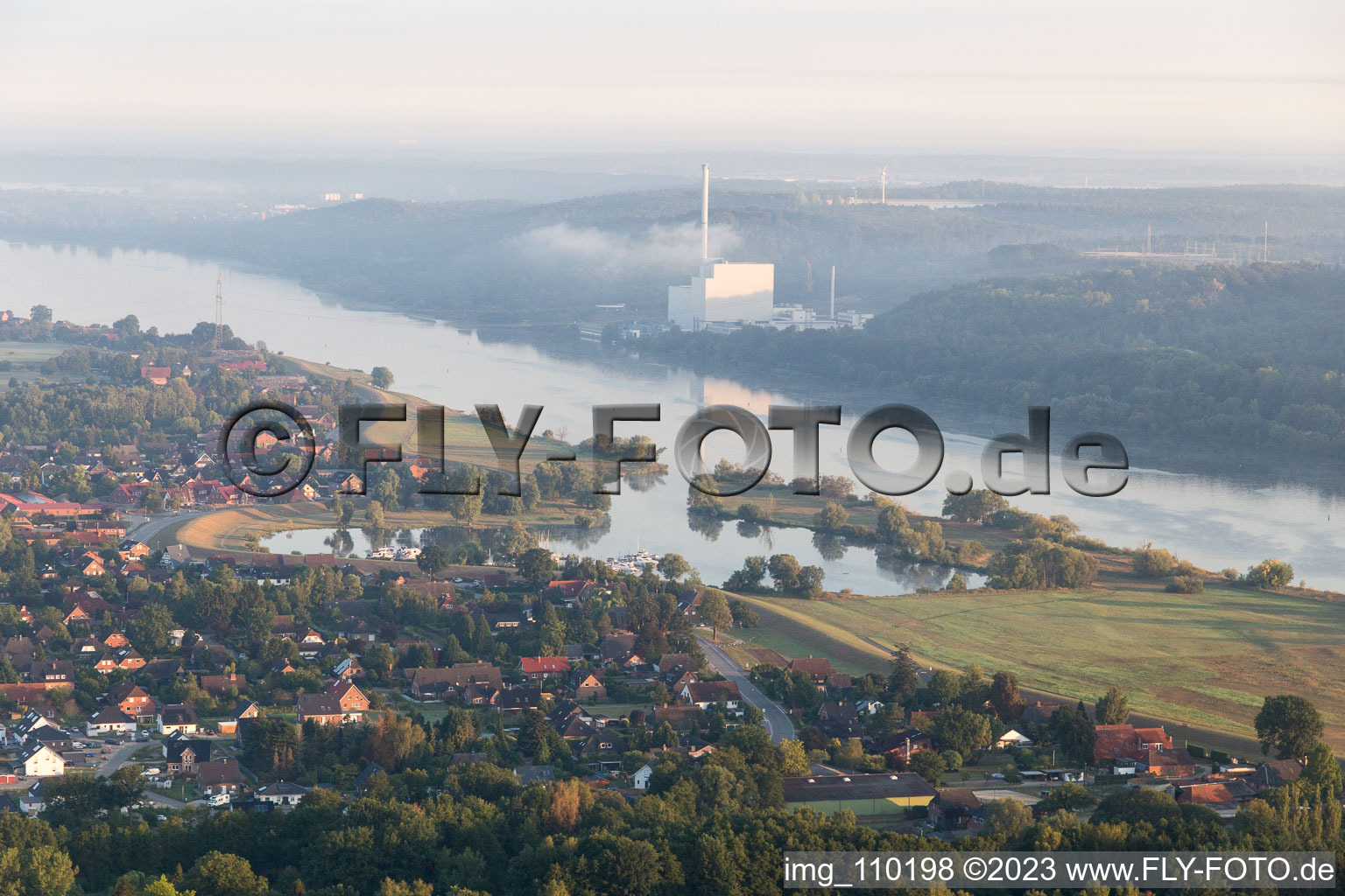 Aerial view of Tespe in the state Lower Saxony, Germany