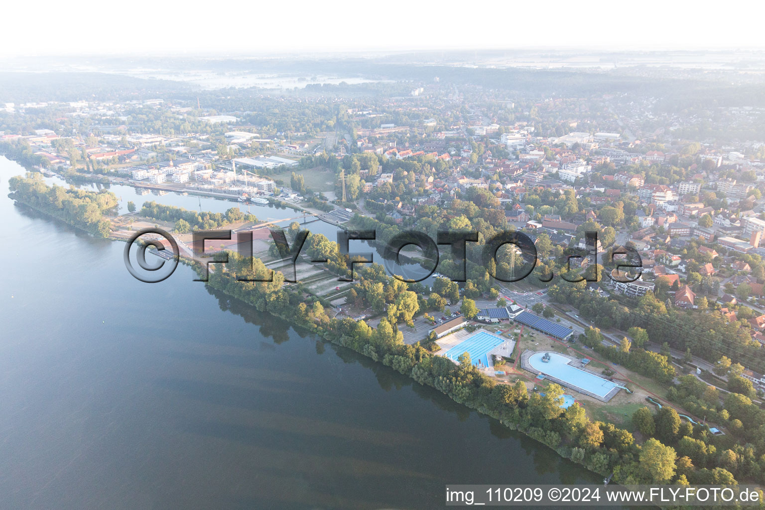 Aerial photograpy of Geesthacht in the state Schleswig Holstein, Germany