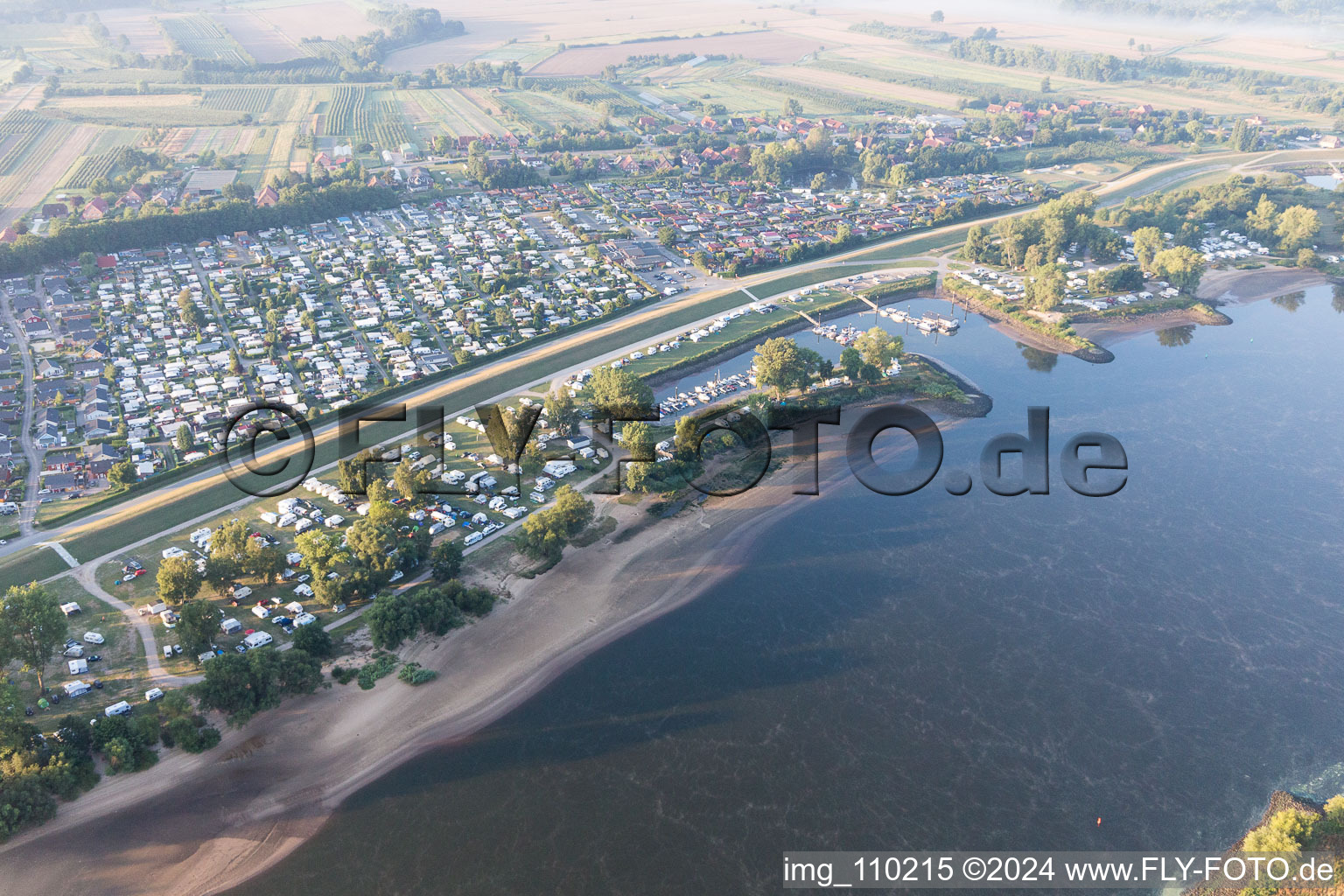 Aerial photograpy of Camping Stover Strand in Stove in the state Lower Saxony, Germany