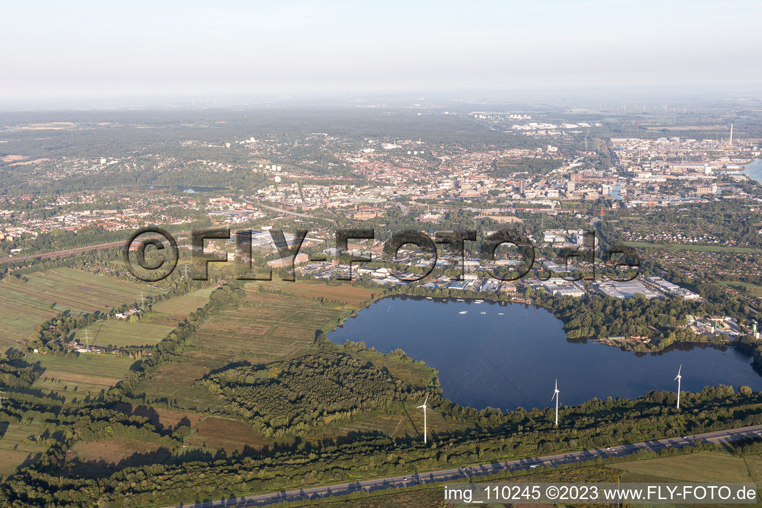 Aerial view of Neuland in the state Hamburg, Germany