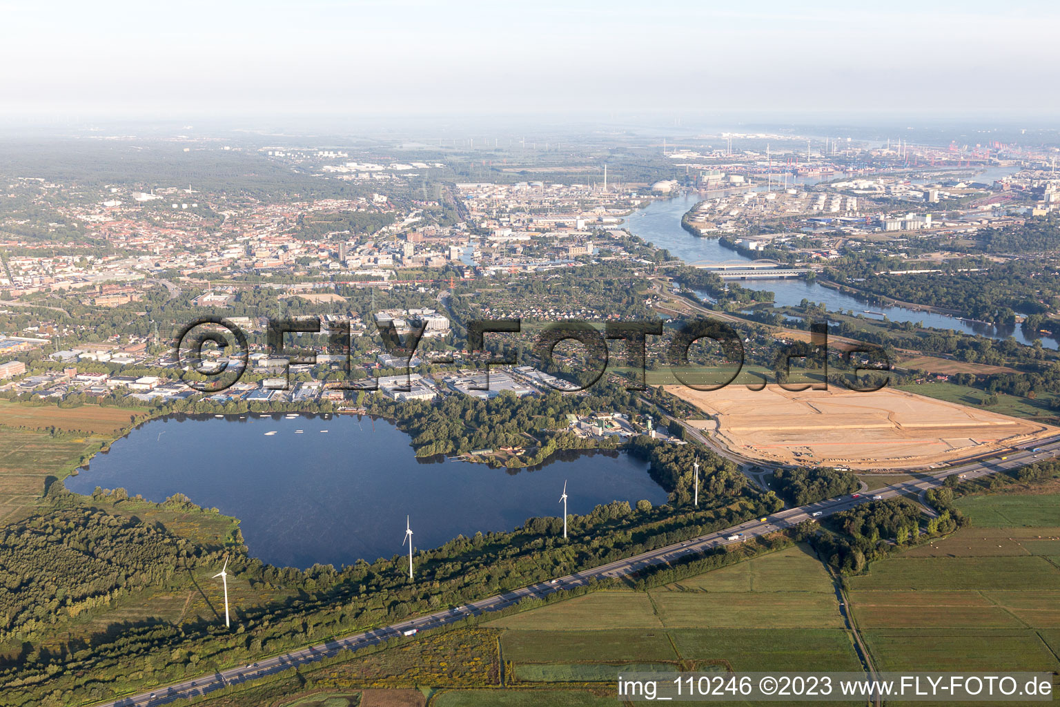 Aerial photograpy of Neuland in the state Hamburg, Germany