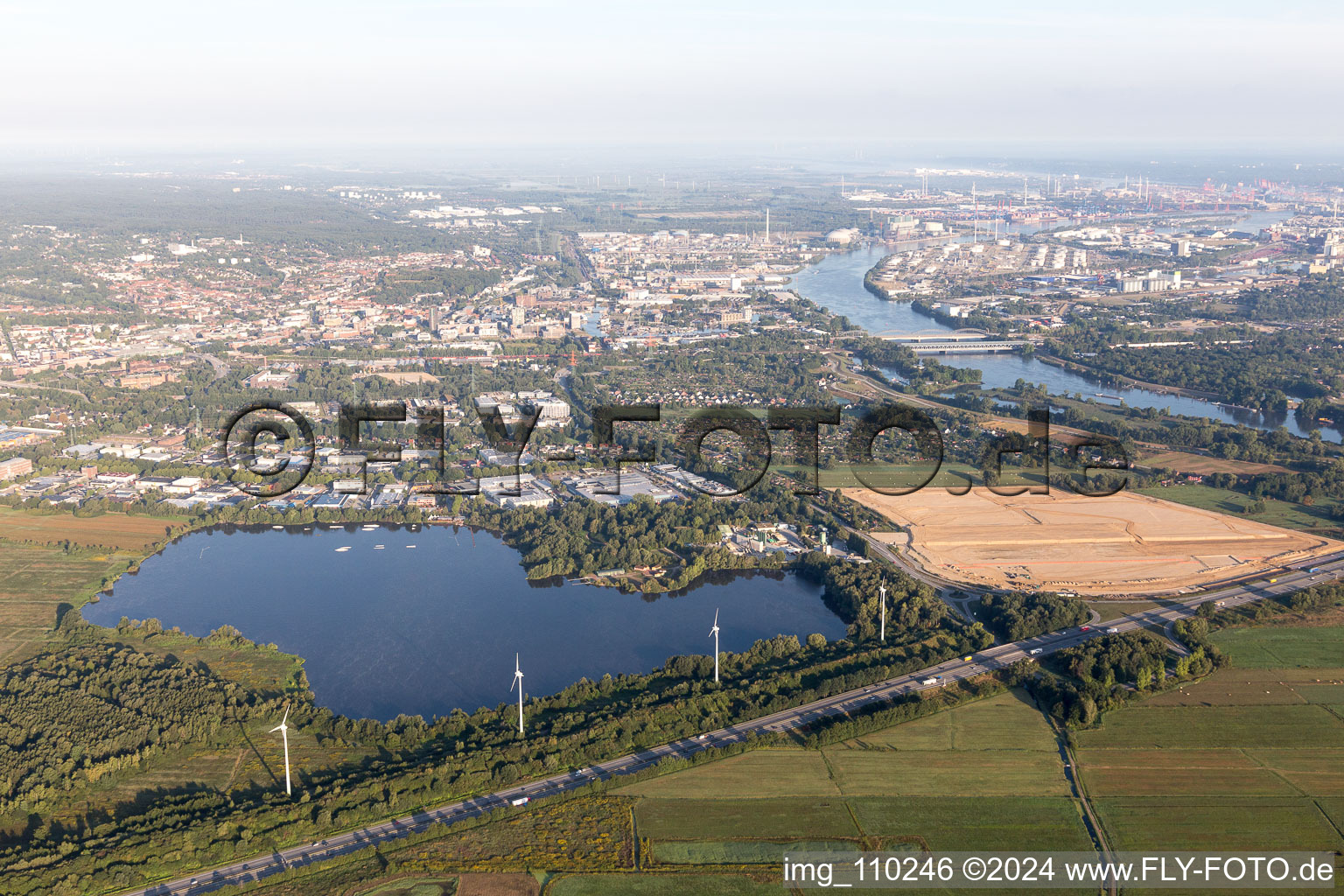 Aerial photograpy of District Neuland in Hamburg in the state Hamburg, Germany