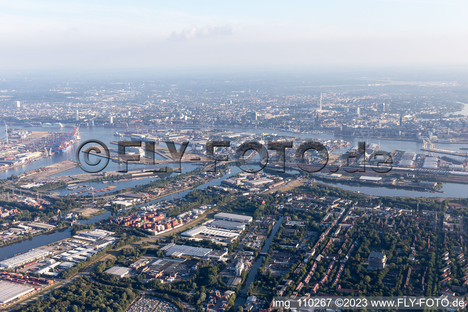 Aerial photograpy of Harbor in Hamburg in the state Hamburg, Germany