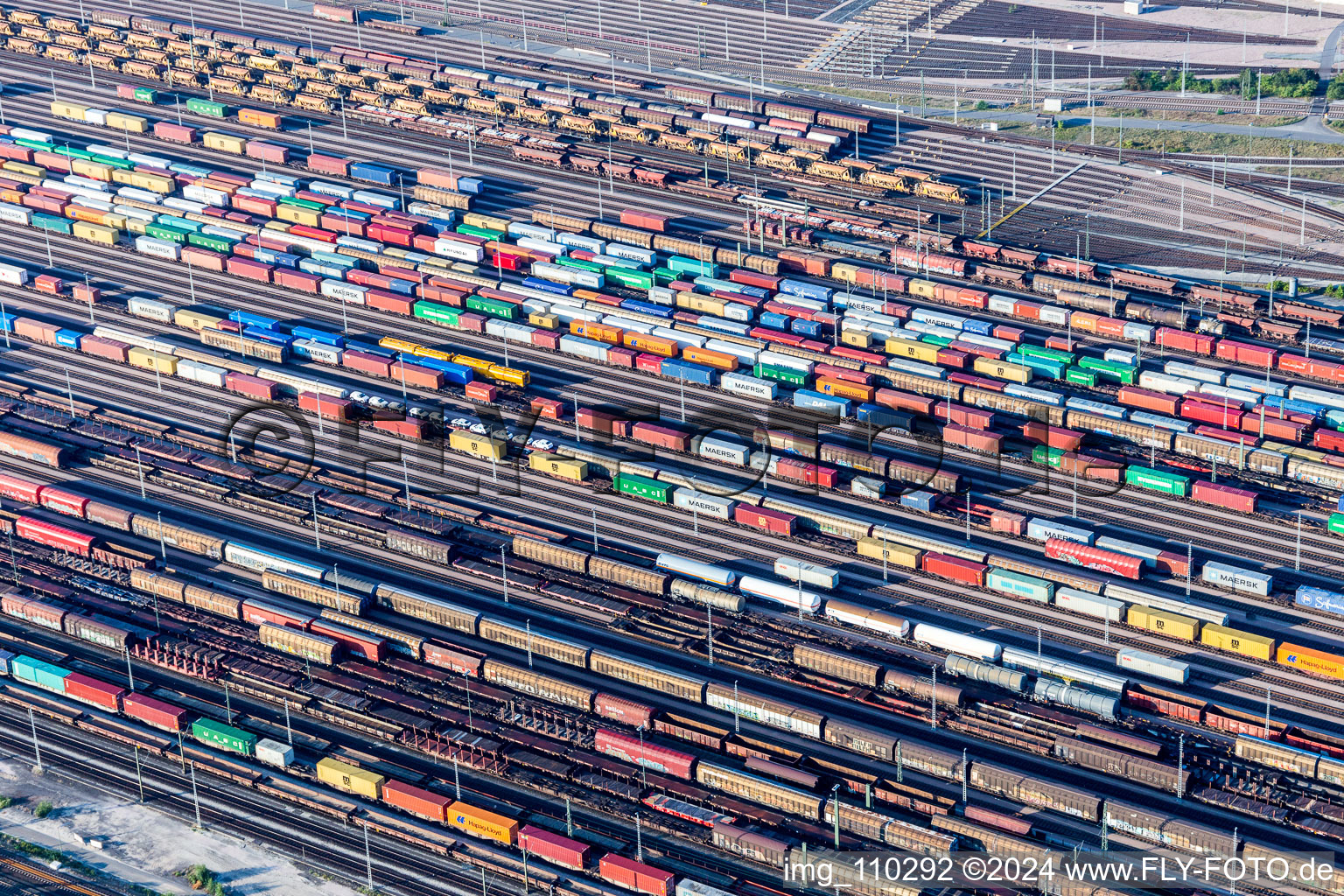 Marshalling yard and freight station Maschen of the Deutsche Bahn in the district Maschen in Seevetal in the state Lower Saxony, Germany out of the air