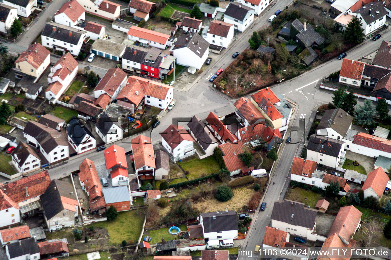 On the outskirts, Raiffeisenstr in Hagenbach in the state Rhineland-Palatinate, Germany