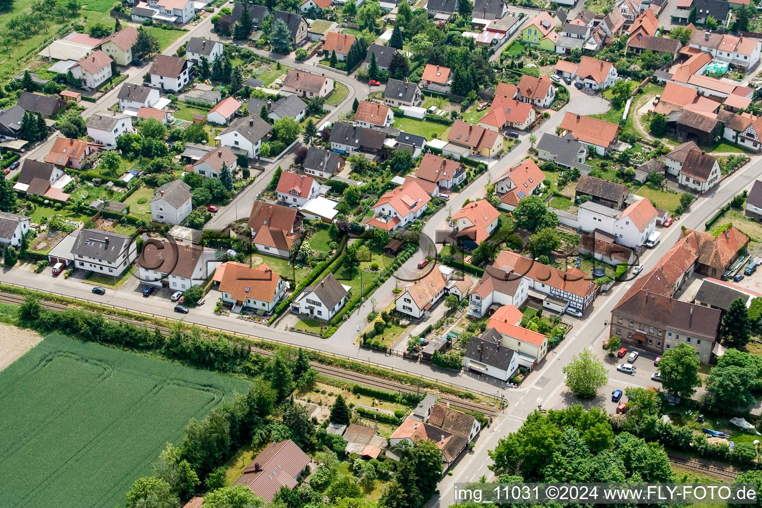 Barbelroth in the state Rhineland-Palatinate, Germany from above