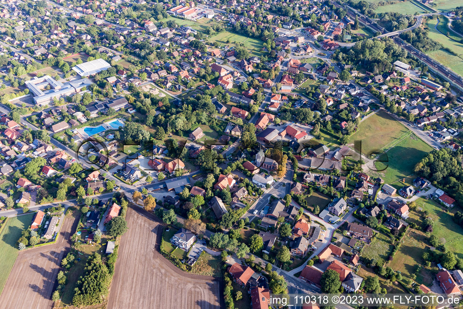 Aerial view of Stelle in the state Lower Saxony, Germany
