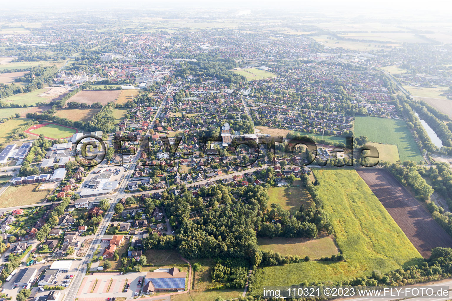 Aerial view of Luhdorf in the state Lower Saxony, Germany
