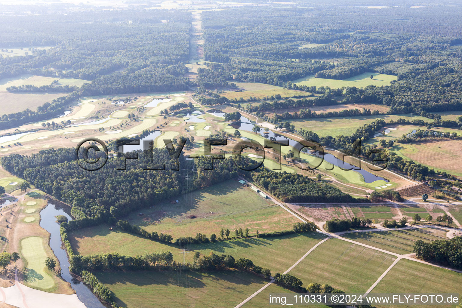 Oblique view of Grounds of the Golf course at Green Eagle Golf Courses in Winsen (Luhe) in the state Lower Saxony, Germany