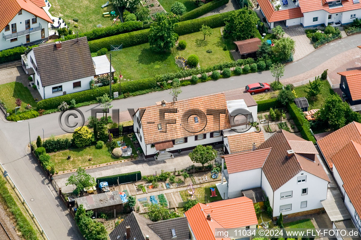 Barbelroth in the state Rhineland-Palatinate, Germany seen from above