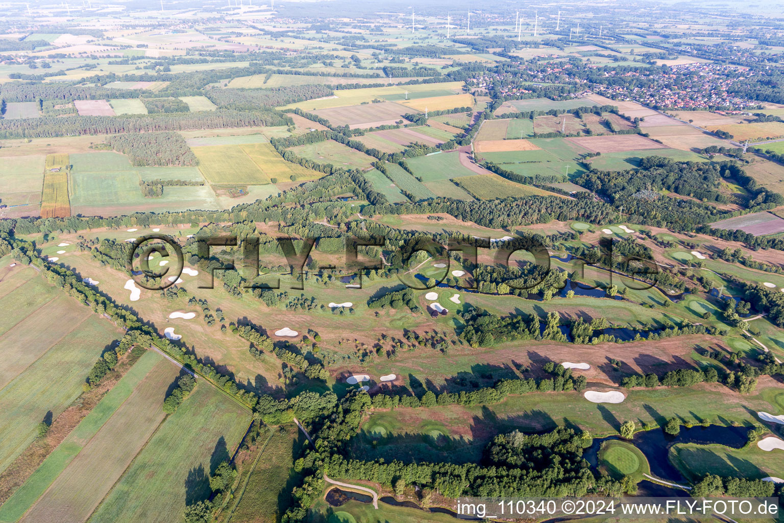 Grounds of the Golf course at Green Eagle Golf Courses in Winsen (Luhe) in the state Lower Saxony, Germany out of the air