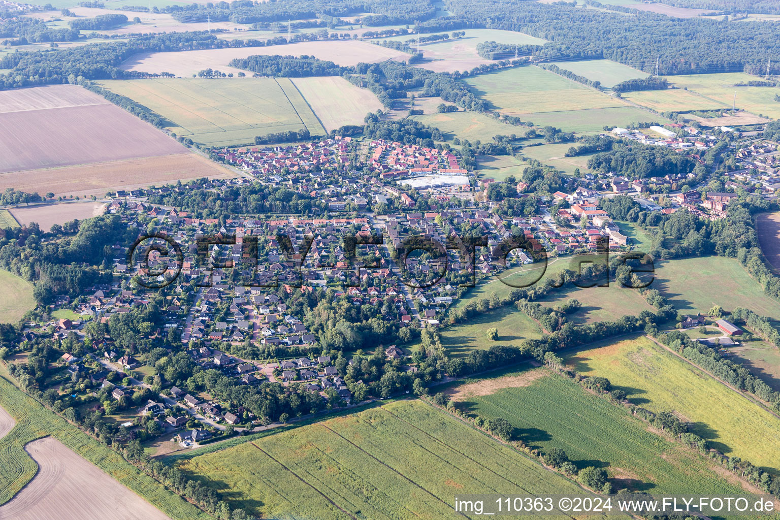 Aerial view of Reppenstedt in the state Lower Saxony, Germany