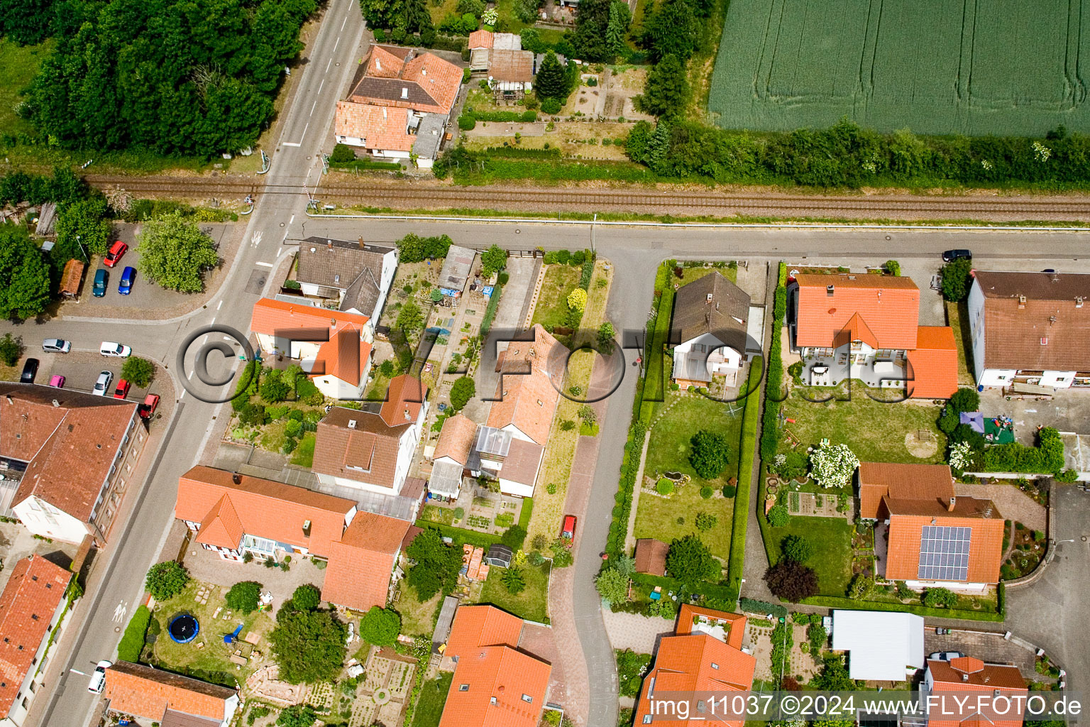 Barbelroth in the state Rhineland-Palatinate, Germany viewn from the air