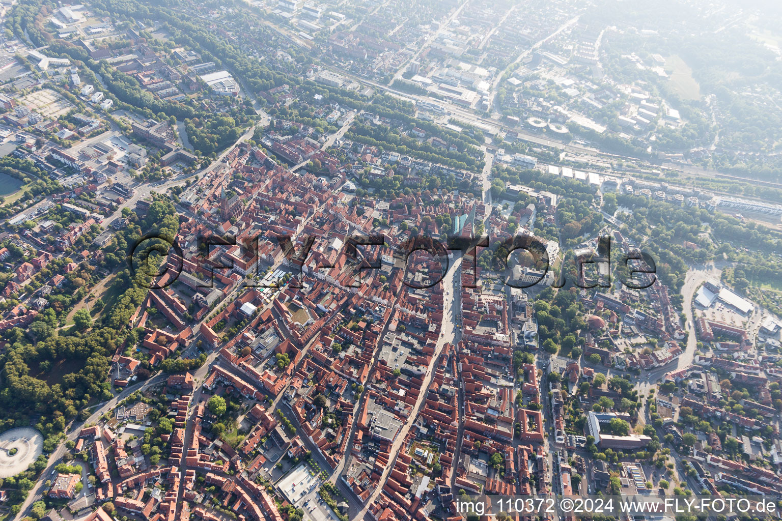 Oblique view of Lüneburg in the state Lower Saxony, Germany