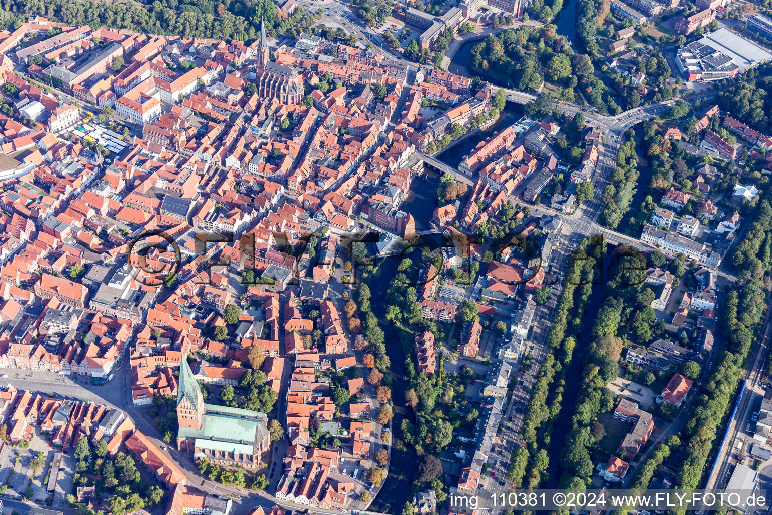 Lüneburg in the state Lower Saxony, Germany from the plane