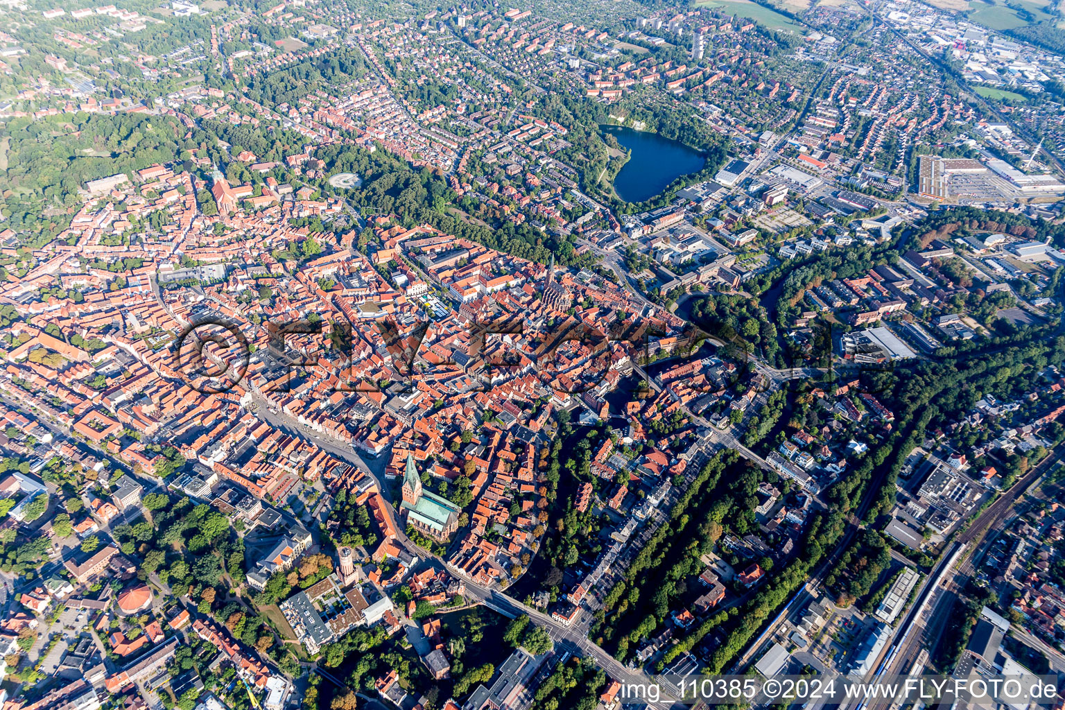 Old Town area and city center in Lueneburg in the state Lower Saxony, Germany