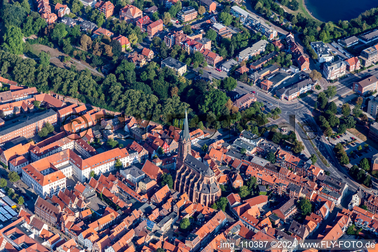 Church building in St. Nicolai in Old Town- center of downtown in Lueneburg in the state Lower Saxony, Germany