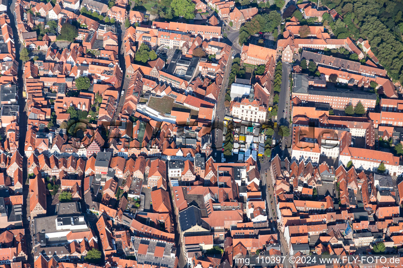 Drone recording of Lüneburg in the state Lower Saxony, Germany