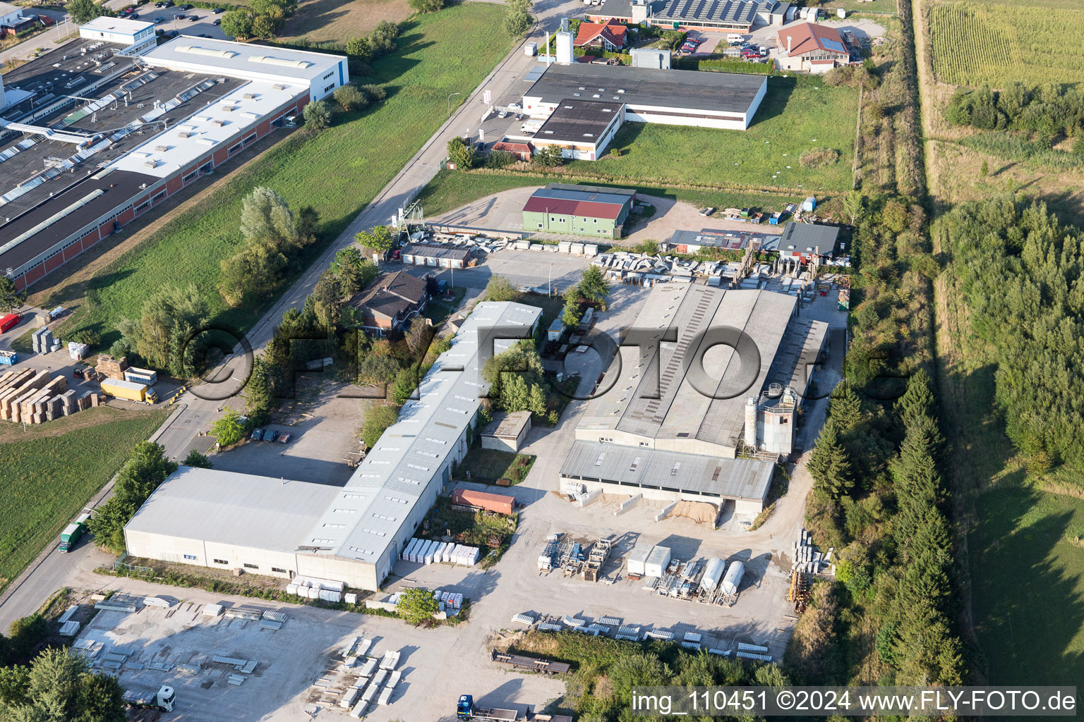 Aerial photograpy of Industrial area on the foothills of the Elbe in Lauenburg in the state Schleswig Holstein, Germany