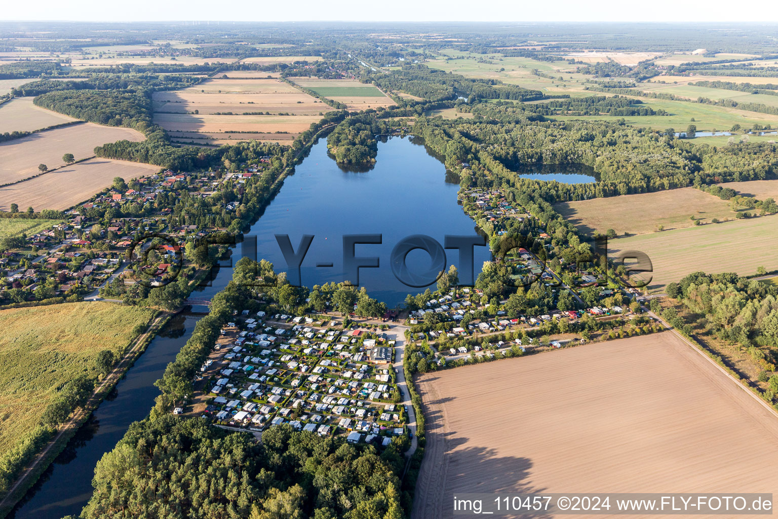 Camping with caravans and tents in Basedow in the state Schleswig-Holstein, Germany