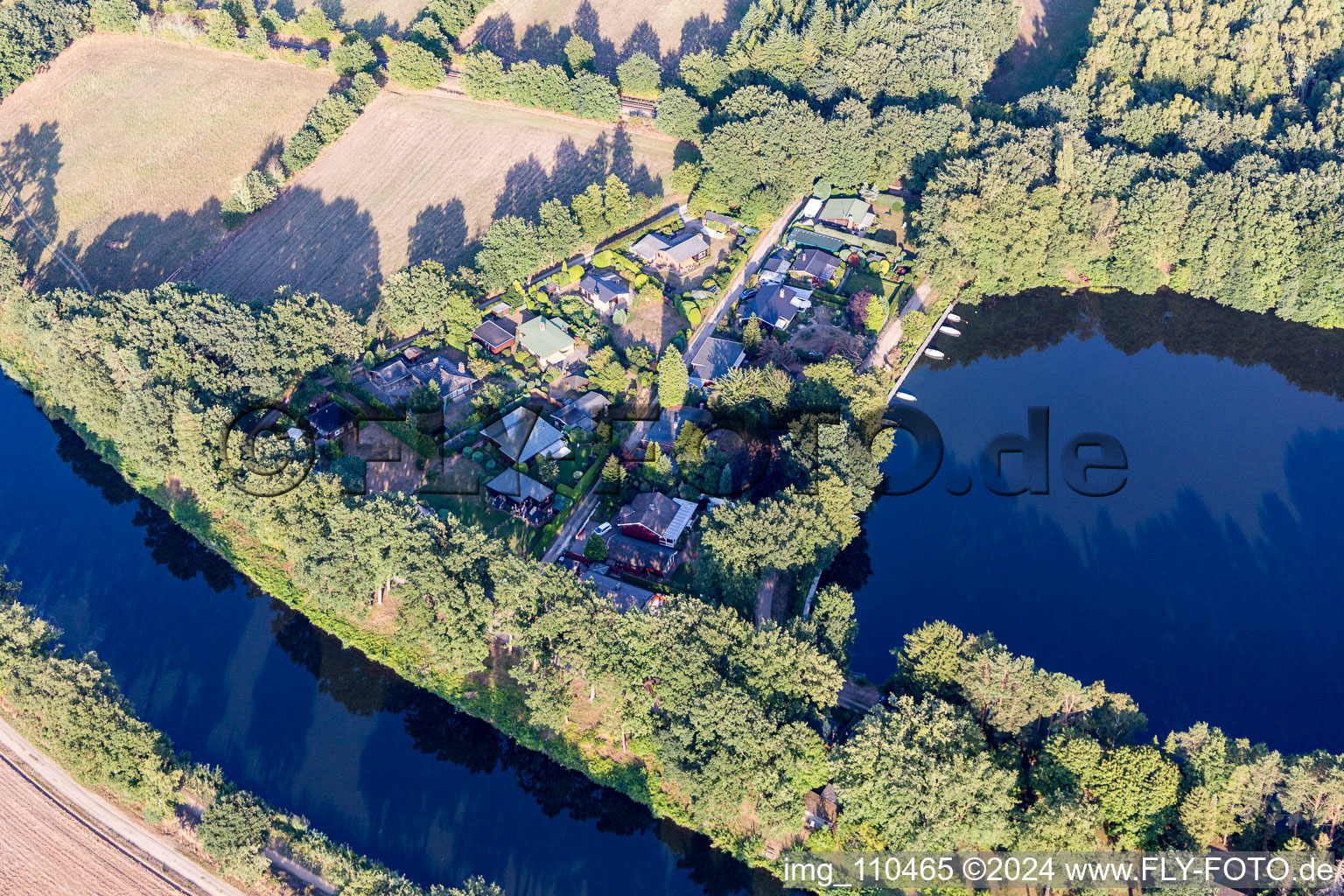 Camping Lanzer See in Basedow in the state Schleswig Holstein, Germany seen from above