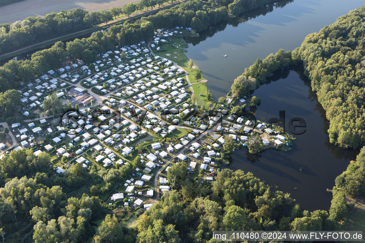 Aerial photograpy of Camping Forellensee in Witzeeze in the state Schleswig Holstein, Germany