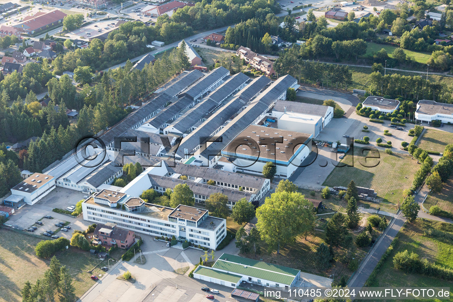 Aerial view of Büchen in the state Schleswig Holstein, Germany