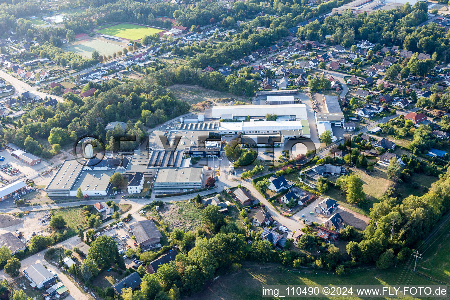 Industrial estate and company settlement Berliner Strasse in Buechen in the state Schleswig-Holstein, Germany