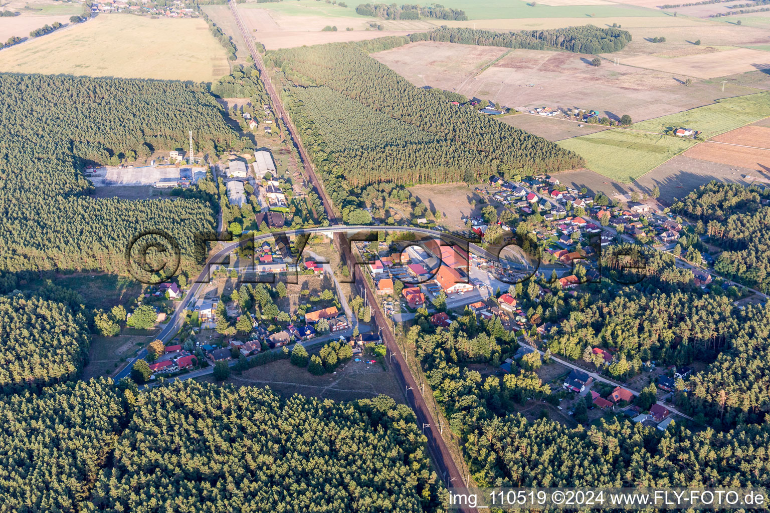 Railway bridge building to route the train tracks about the ICE Line Hamburg-Berlin in Kuhlenfeld in the state Mecklenburg - Western Pomerania, Germany