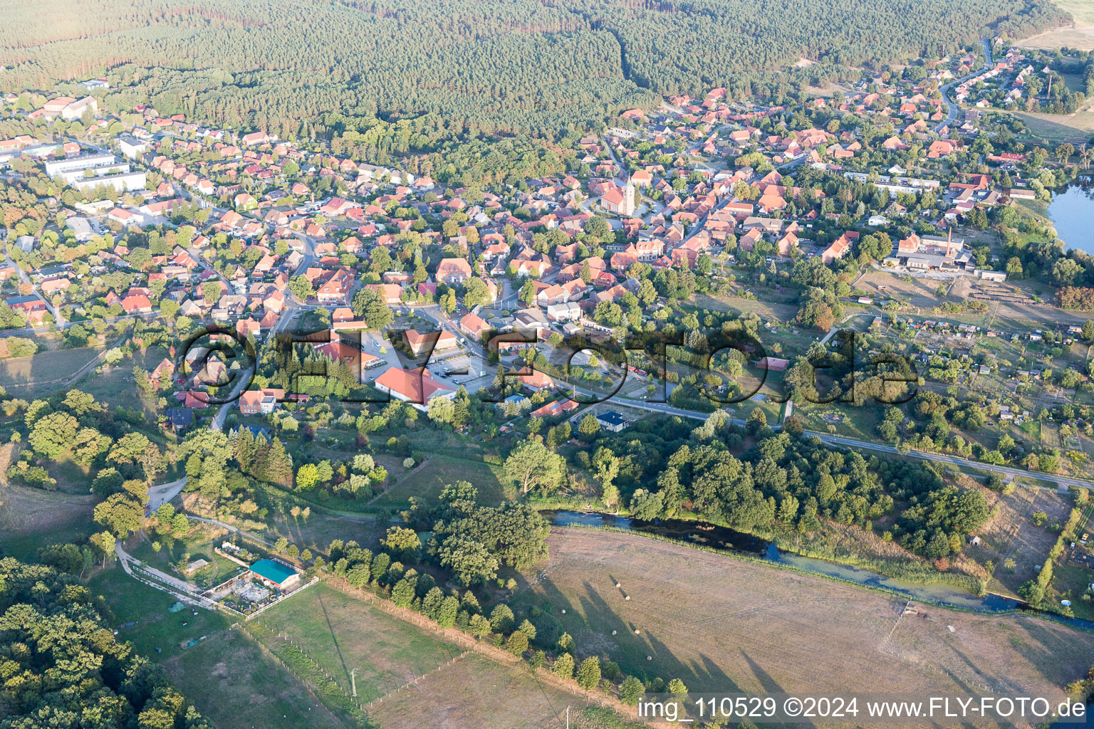 Aerial view of Amt Neuhaus in the state Lower Saxony, Germany